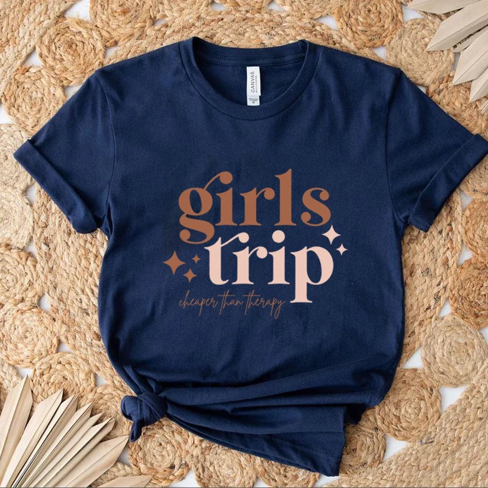 Girls Trip T Shirt Trendy Girl Gang Self Care T-Shirt Girls Weekend Shirts Sister Tee Female Vacation Fashion Summer Casual Tops