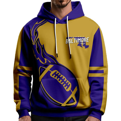 lighting Football Hoodies for Men and Women Fans Gifts Sweatshirts Casual Collar Drawstring Long Sleeve Hoodie (A-Blue M) deal