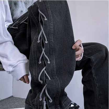 Niche Wide Leg American Jeans for Men in Hip Hop Style WUNEED.store