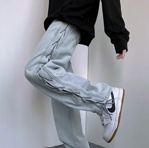 Niche Wide Leg American Jeans for Men in Hip Hop Style WUNEED.store