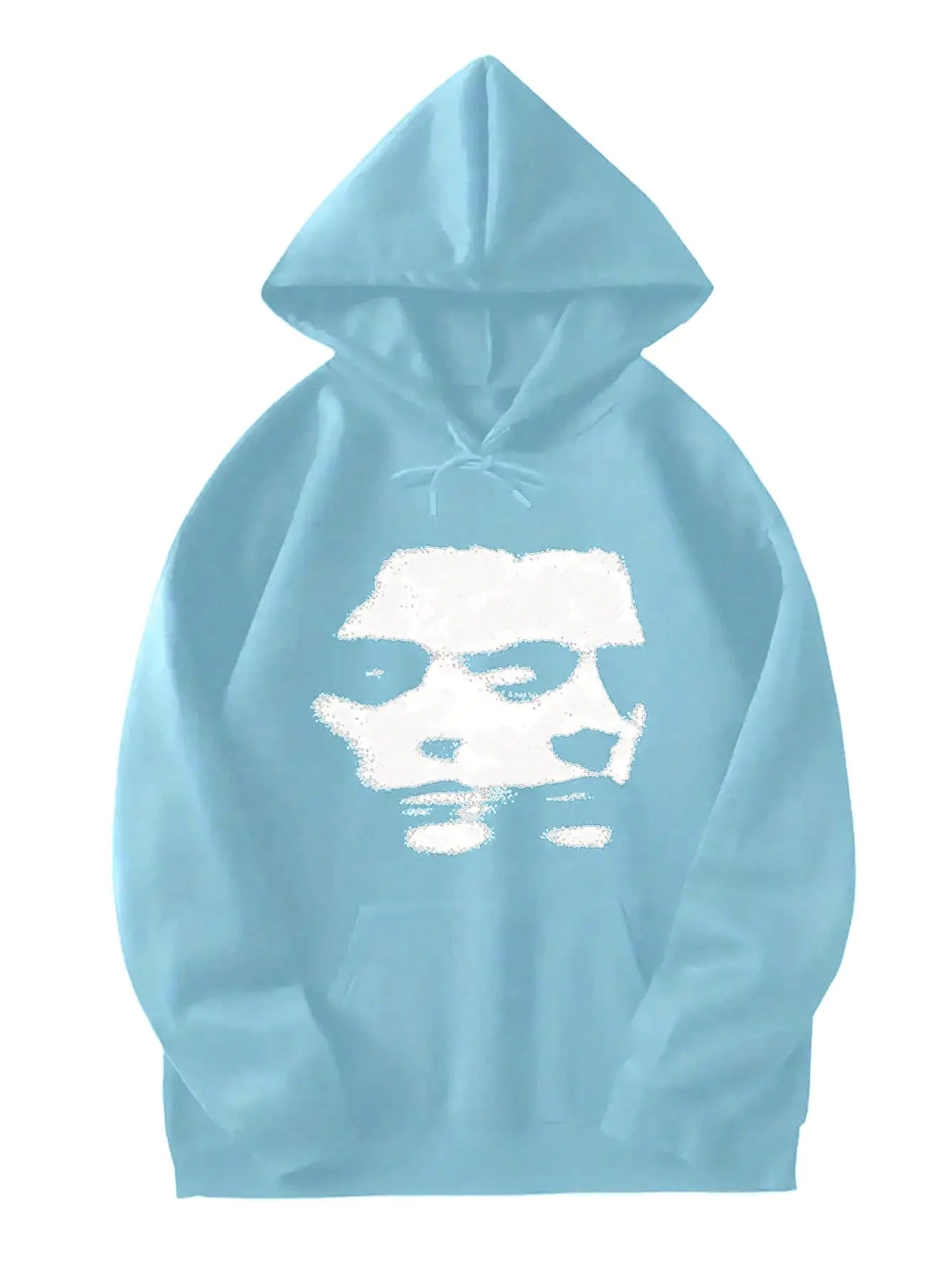 SOLY HUX Hoodies for Men Figure Graphic Drawstring Long Sleeve Pullover Sweatshirt with Pocket Light Blue Figure Print Medium