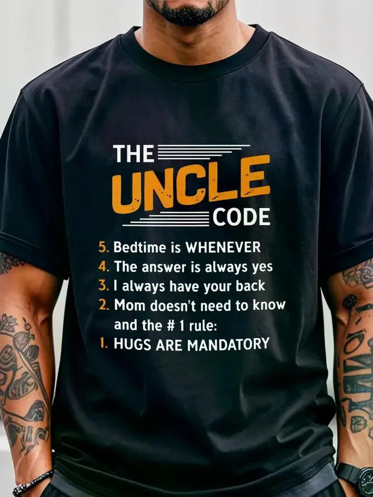 The Uncle Code Family Shirts Men Funny T Shirts, Uncle Birthday Gifts, Men's T Shirts, Going Out, Gym-Friendly, Running, Sports