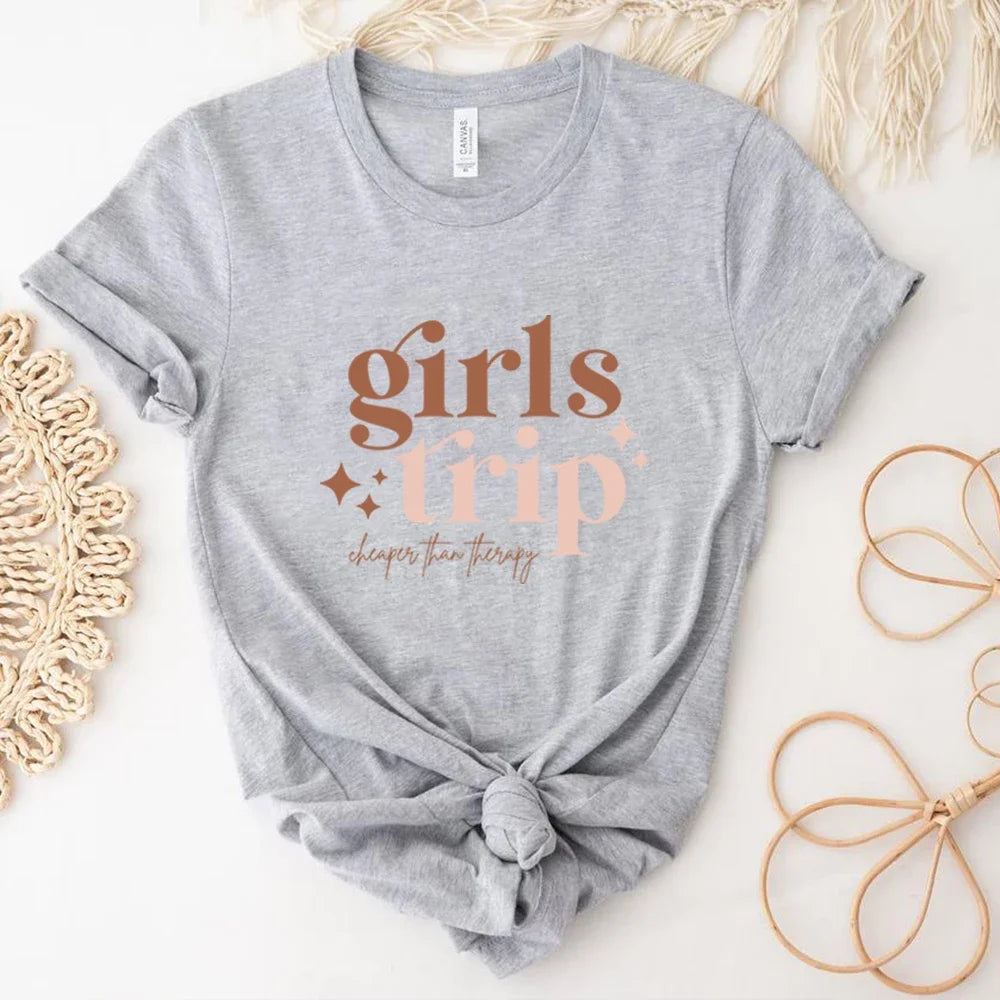 Girls Trip T Shirt Trendy Girl Gang Self Care T-Shirt Girls Weekend Shirts Sister Tee Female Vacation Fashion Summer Casual Tops