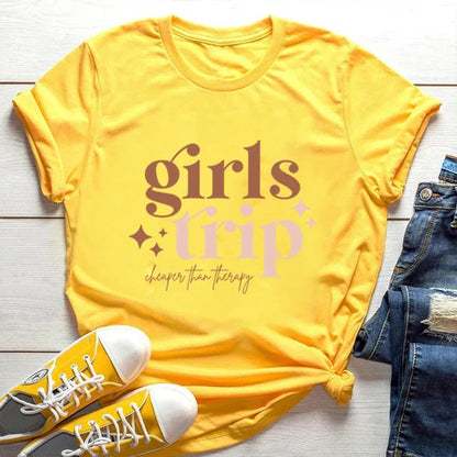 Girls Trip T Shirt Trendy Girl Gang Self Care T-Shirt Girls Weekend Shirts Sister Tee Female Vacation Fashion Summer Casual Tops
