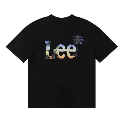 2025summer New Lee Star-like Classic Letter Print Female Student Couple Loose and Heavy Pure Cotton Short-sleeved T-shirts