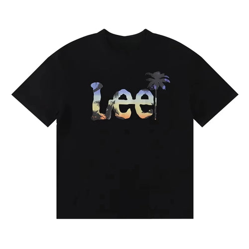 2025summer New Lee Star-like Classic Letter Print Female Student Couple Loose and Heavy Pure Cotton Short-sleeved T-shirts