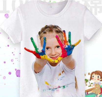 Girls' Short-sleeved T-shirts, Children's Clothing, Summer Girls' Fashionable and Trendy Middle and Large Children's Base Shirts