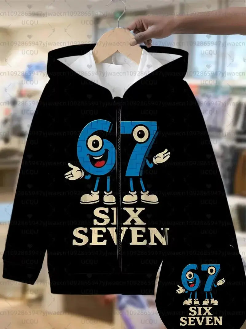 Hoodies For Kids 67 Six Seven Italian Brain Rot Math Joke Tops Y2k Game Saying Zipper Clothes Graphic Y2k Children's Hoodies
