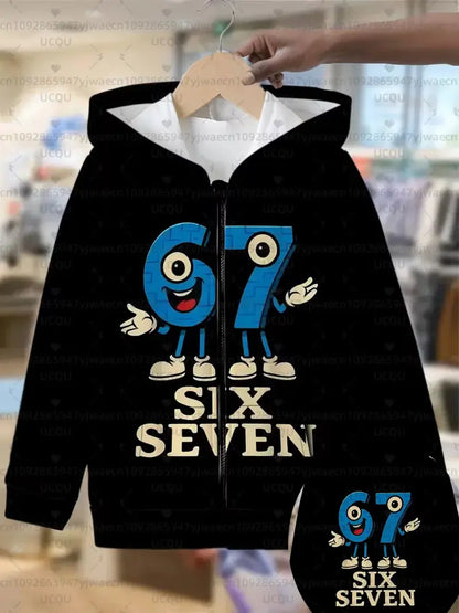 Hoodies For Kids 67 Six Seven Italian Brain Rot Math Joke Tops Y2k Game Saying Zipper Clothes Graphic Y2k Children's Hoodies