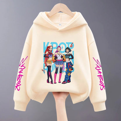 Hoodies For Girls Clothing Spring New Children Hooded Tops Sweatshirts Fashion Popular Demon Hunters Print Long Sleeved Hoodie