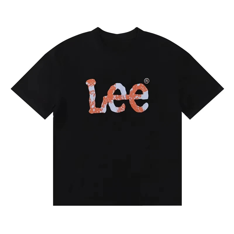 2025summer New Lee Star-like Classic Letter Print Female Student Couple Loose and Heavy Pure Cotton Short-sleeved T-shirts