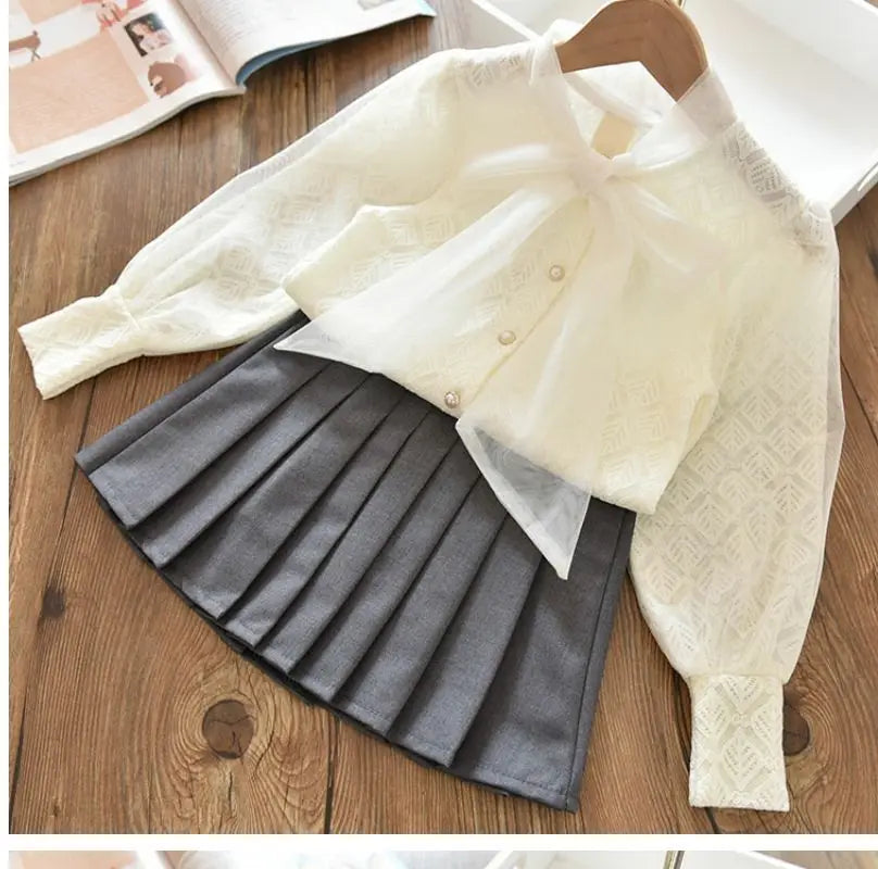 Girls' Shirt 2023 New Medium and Large Children Spring and Autumn Thin Long Sleeve Baby Shirt