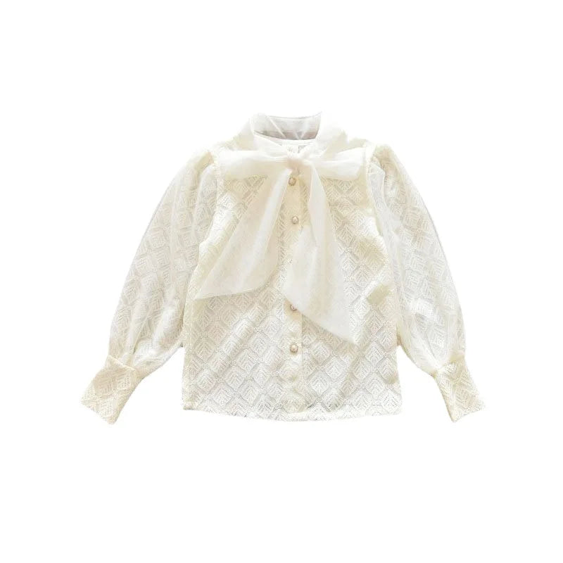 Girls' Shirt 2023 New Medium and Large Children Spring and Autumn Thin Long Sleeve Baby Shirt