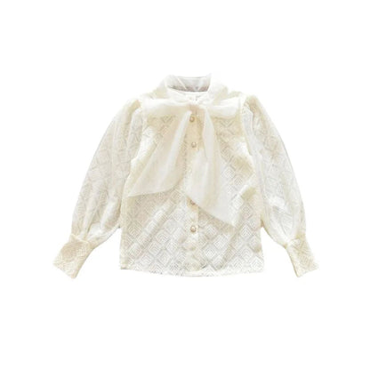 Girls' Shirt 2023 New Medium and Large Children Spring and Autumn Thin Long Sleeve Baby Shirt