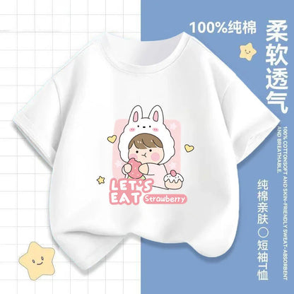 Girls' Short-sleeved T-shirts, Children's Clothing, Summer Girls' Fashionable and Trendy Middle and Large Children's Base Shirts