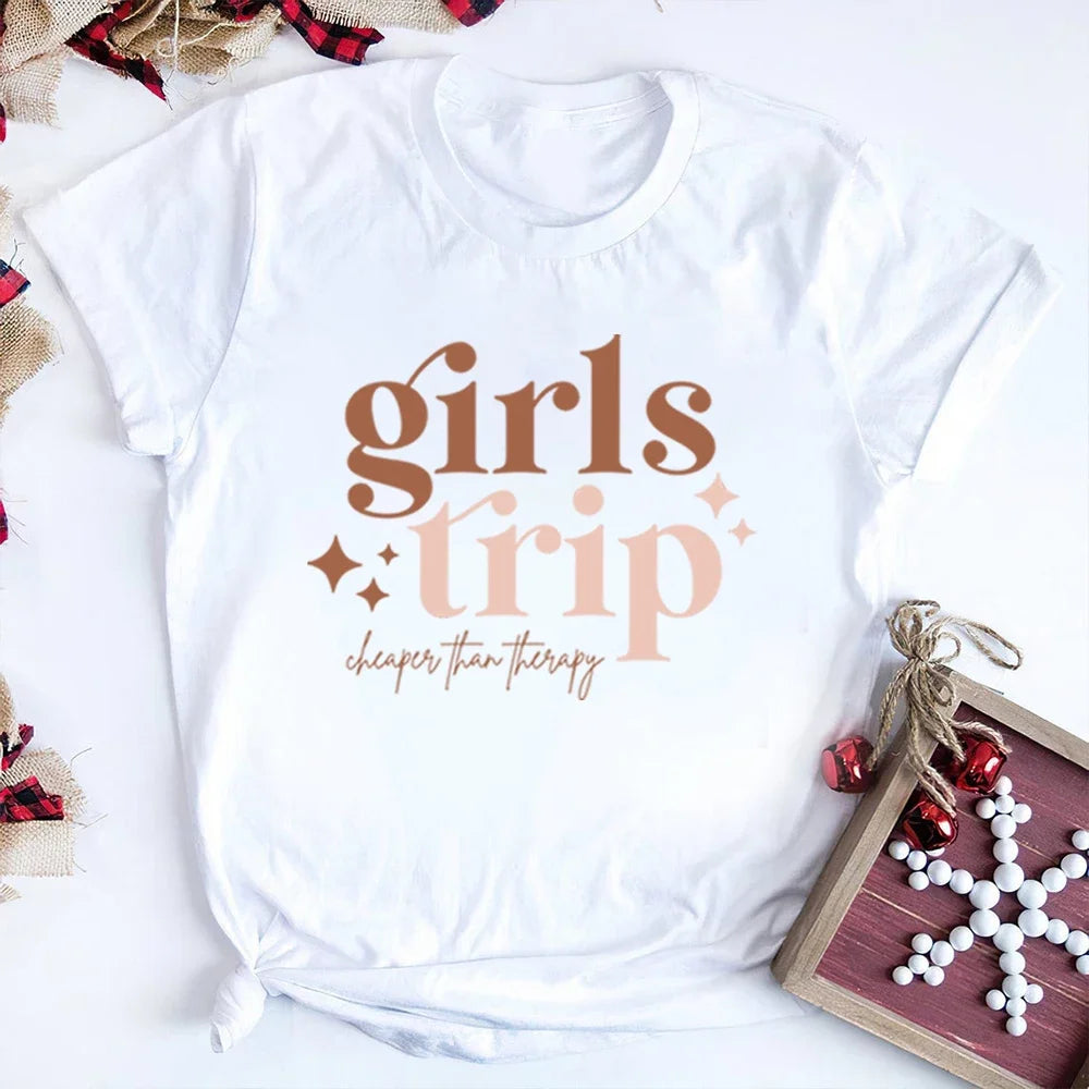 Girls Trip T Shirt Trendy Girl Gang Self Care T-Shirt Girls Weekend Shirts Sister Tee Female Vacation Fashion Summer Casual Tops