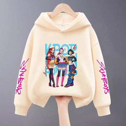 Hoodies For Girls Clothing Spring New Children Hooded Tops Sweatshirts Fashion Popular Demon Hunters Print Long Sleeved Hoodie