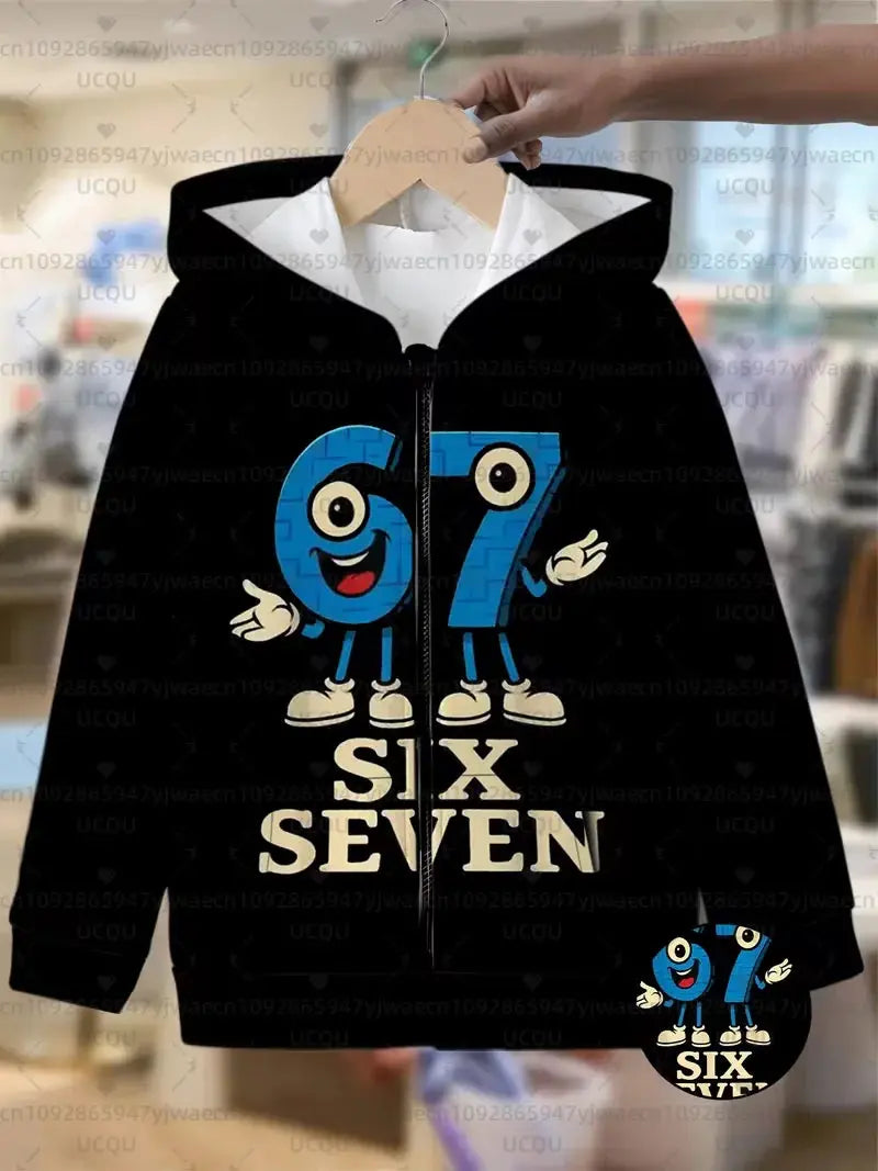 Hoodies For Kids 67 Six Seven Italian Brain Rot Math Joke Tops Y2k Game Saying Zipper Clothes Graphic Y2k Children's Hoodies