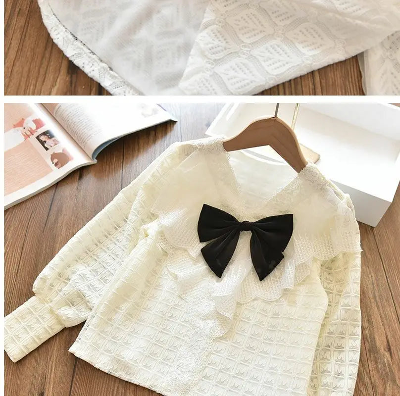 Girls' Shirt 2023 New Medium and Large Children Spring and Autumn Thin Long Sleeve Baby Shirt