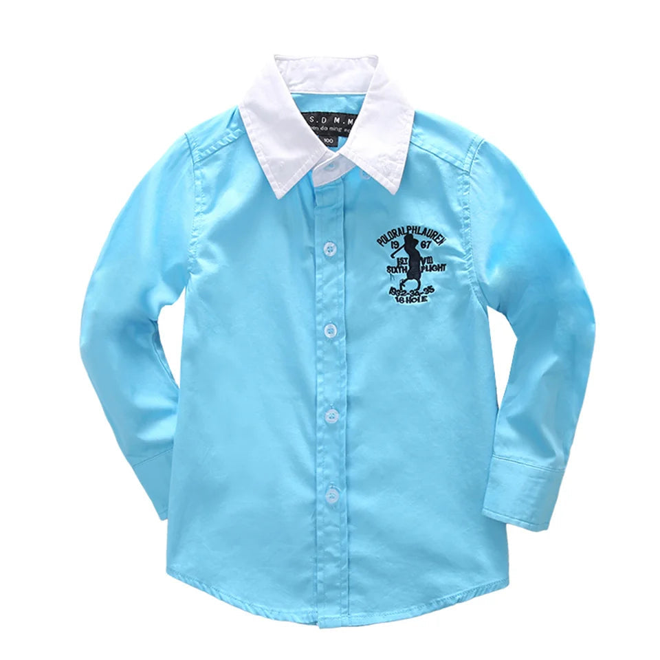 Girls shirts tops plant embroidery Pattern Clothing Kids Baby school uniform Boys Shirt Autumn Birthday Party Formal Attire Tee