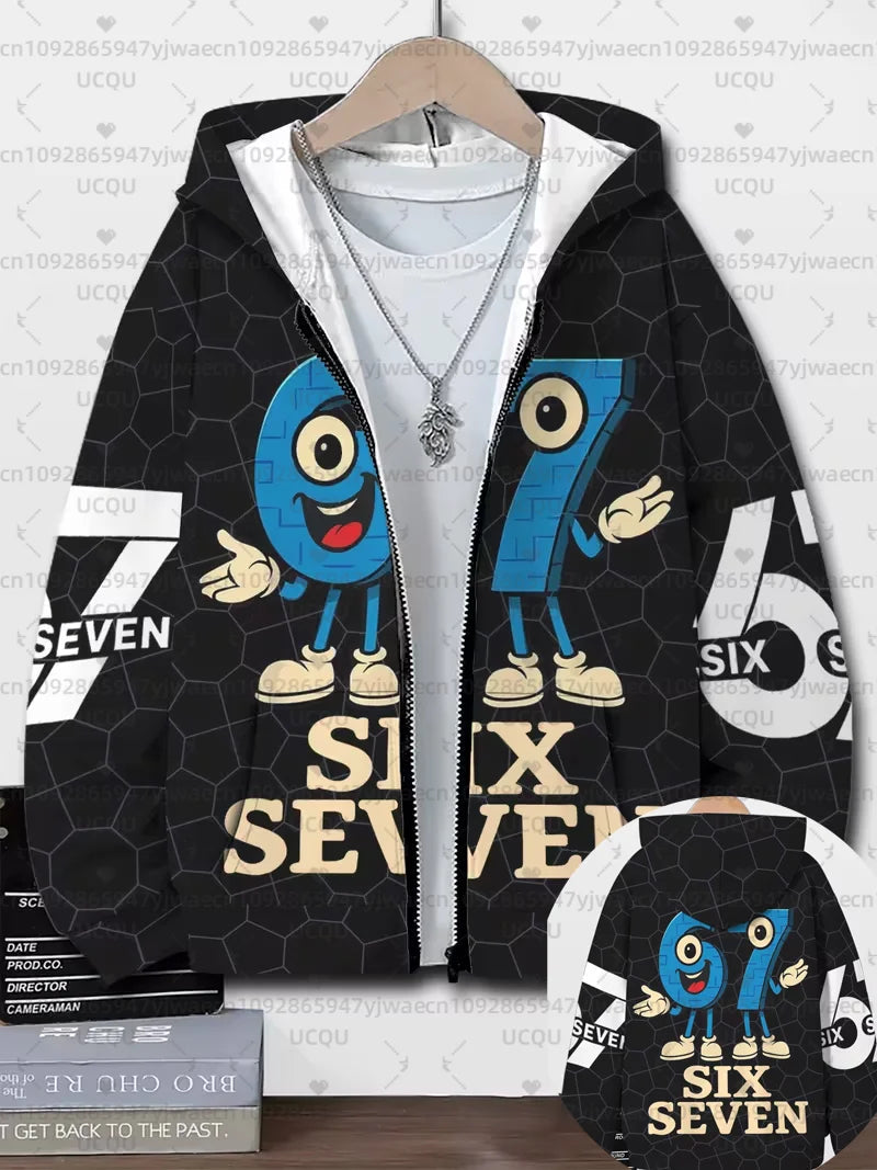 Hoodies For Kids 67 Six Seven Italian Brain Rot Math Joke Tops Y2k Game Saying Zipper Clothes Graphic Y2k Children's Hoodies