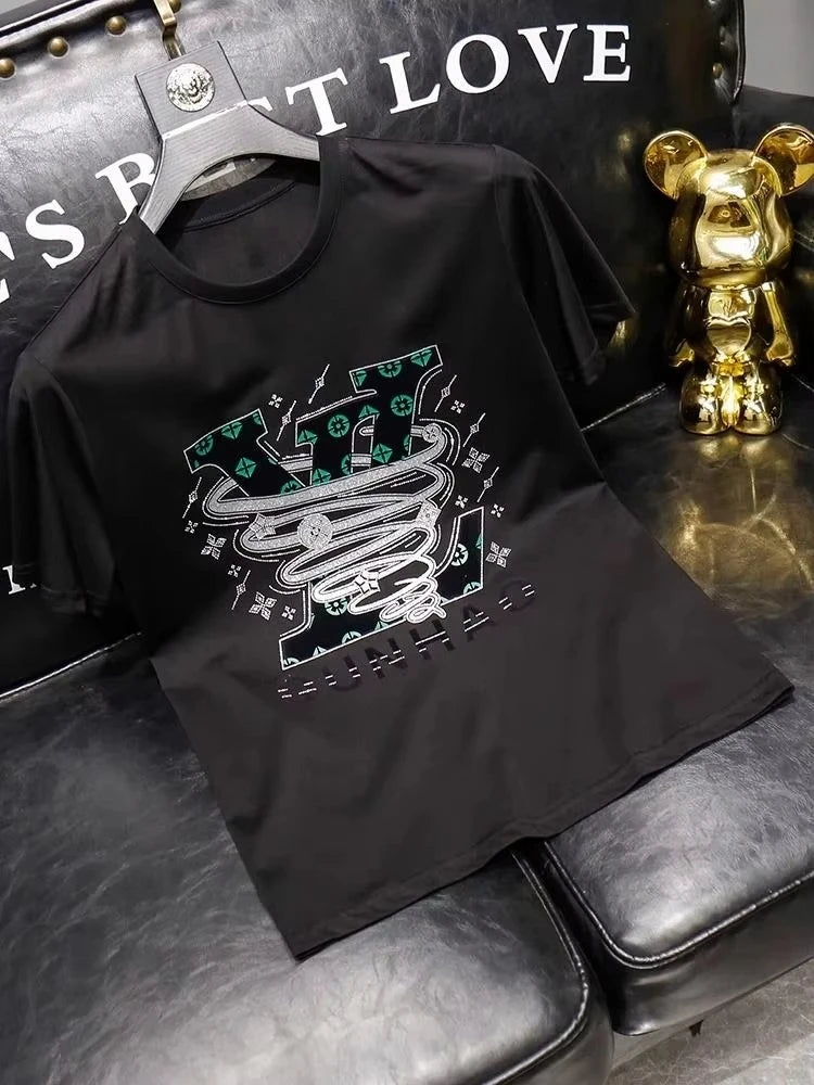 2025summer New Hot Sale Women Casual Designer Tees Print Short Sleeve Oversized Top Round Neck Cotton T-Shirts