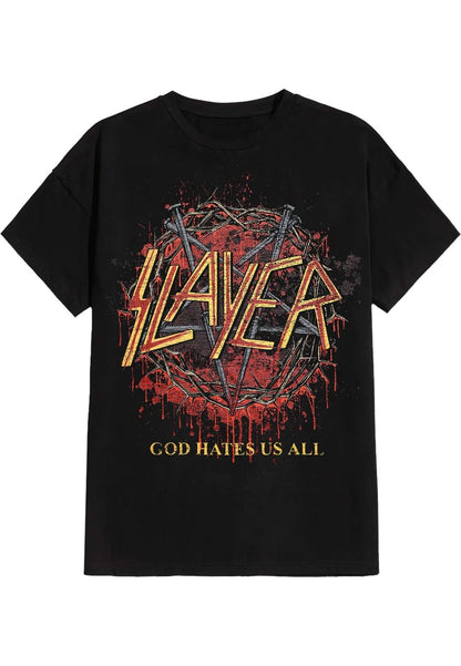 2025 Slayer God Hates Us All T-Shirt Peripheral Pattern Printing Summer Luxury Brand Cotton Men's and Women's T-Shirts