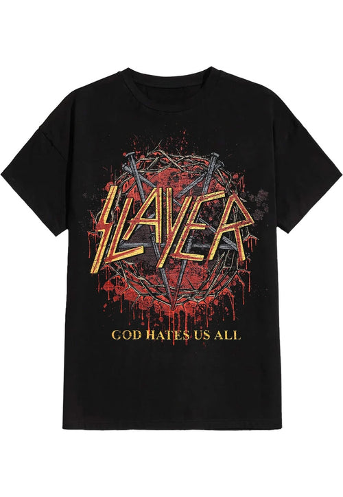 2025 Slayer God Hates Us All T-Shirt Peripheral Pattern Printing Summer Luxury Brand Cotton Men's and Women's T-Shirts