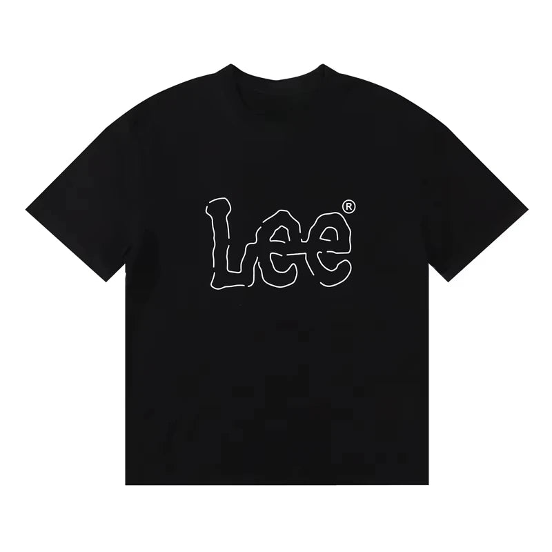 2025summer New Lee Star-like Classic Letter Print Female Student Couple Loose and Heavy Pure Cotton Short-sleeved T-shirts