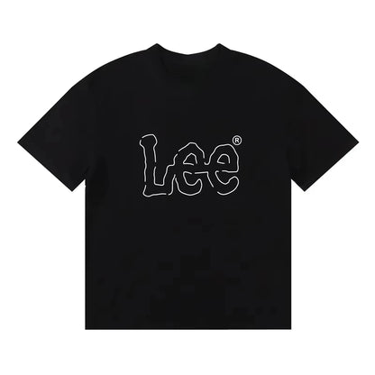 2025summer New Lee Star-like Classic Letter Print Female Student Couple Loose and Heavy Pure Cotton Short-sleeved T-shirts