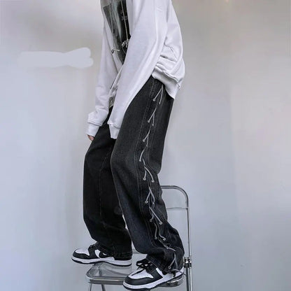 Niche Wide Leg American Jeans for Men in Hip Hop Style WUNEED.store