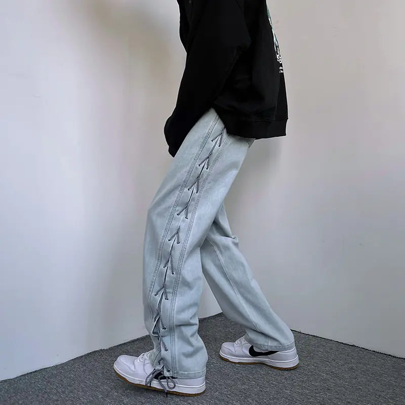 Niche Wide Leg American Jeans for Men in Hip Hop Style WUNEED.store