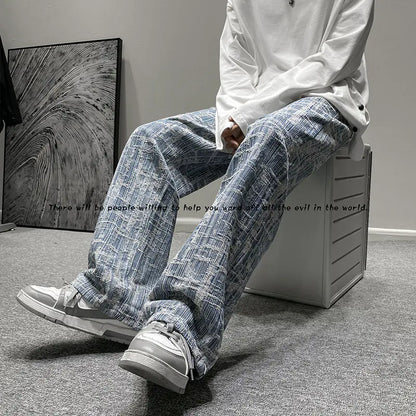 Embroidered Wide Leg Hip-Hop Jeans for Men
