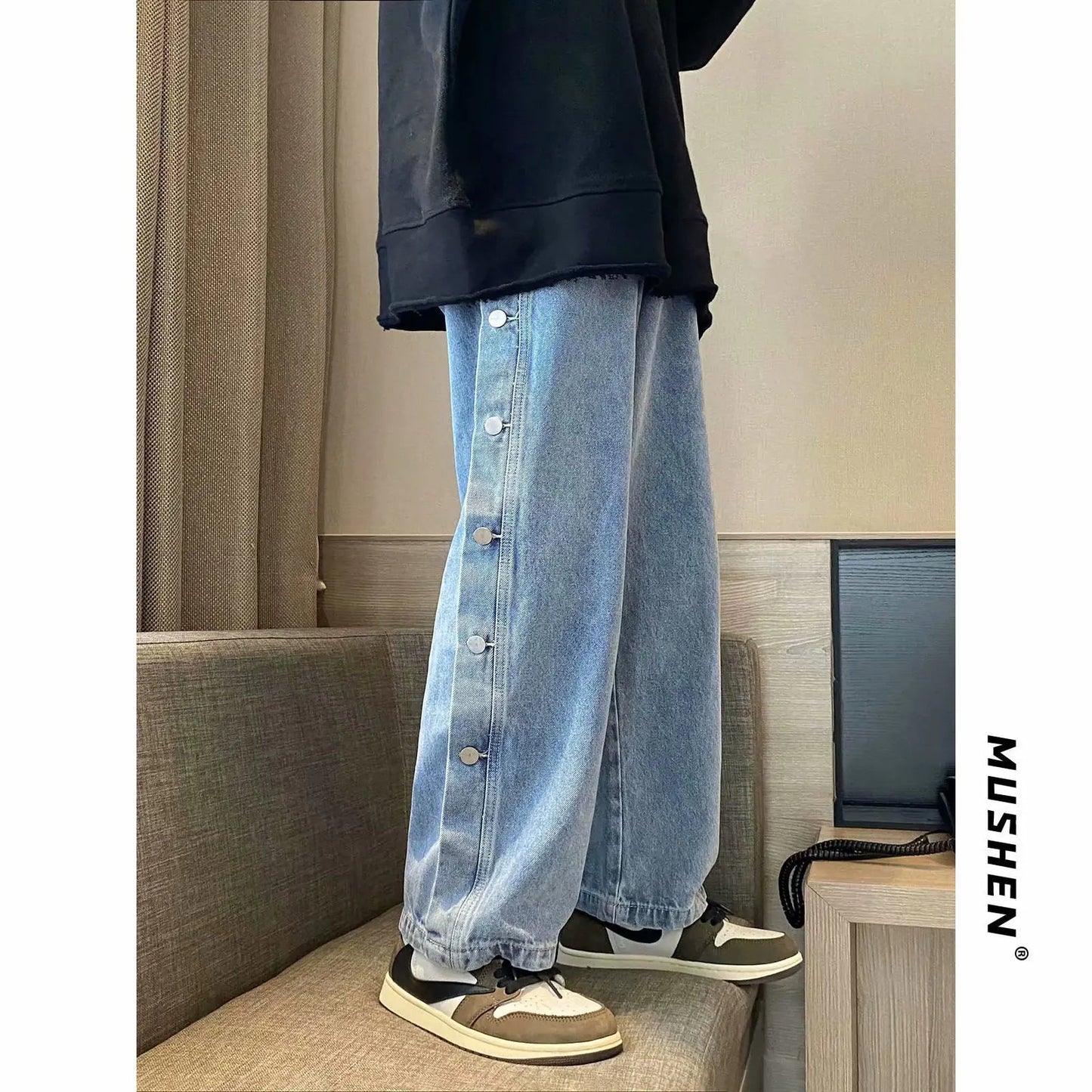 Men's Hip Hop Loose Straight Leg Wide Leg Jeans WUNEED.store